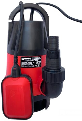 Pompa immersione Elettropompa Sommersa per Acque Chiare e Sporche Potenza 1200W Portata 7500L/h Profondità Massima 7 Metri con Fondo Piatto Maniglia per il Trasporto e Cavo 10 metriazione da giardino