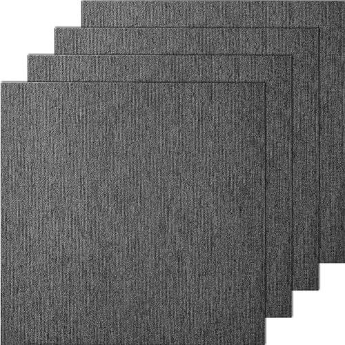 VEVOR Dalles de moquette réutilisables, 50x50 cm, tapis de sol carrés avec rembourrage, 20PCS, dalle poils courts facile à installer protège les sols durs pour chambre à coucher, salon, gris foncé