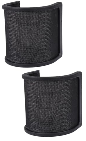 ifundom 2pcs Triple Layers Microphone Windproof Shield U-shaped Noise Reduction Microphone Cover Wind Screen Filter for Recording Streaming Mic Shield