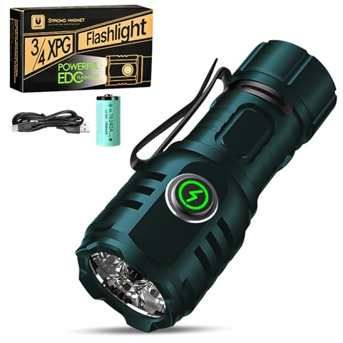 WIYETY Torcia ricaricabile estremamente luminosa, mini torcia a LED magnetica con forte lampada, torcia elettrica con 7 modalità di luce, torcia tattica portatile piccola torcia elettrica per