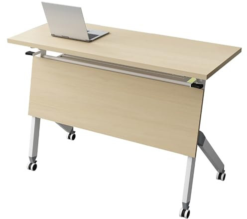 Konferenztisch Klappbare, Klappschreibtisch Mit Rollen, Schreibtisch Mit Rollen, Besprechungstische, Klappbarer Schulungstisch Moderner Büro-Konferenztisch, Für Büro, Zuhause, Klassenzimmer(Wood color