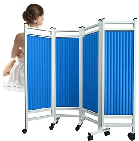 Folding Rolling Privacy Screen, Medical Privacy Screen On Wheels, 6ft Tall Foldable Room Divider Temporary Fence For Clinic/Patient/Exam Room