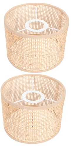 Garneck 2 Pcs Woven Rattan Lampshade Pendant Lamp Cover for Hanging Lights Rustic Wicker Shade for Dining Room Chandelier Indoor Lighting Soft Warm Light 16.00 X 16.00 X 12.00 Cm