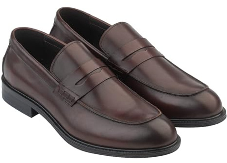 Bottega del Sarto Mocassino Saxon in Pelle Marrone con Suola in Cuoio Sartoriale, 41