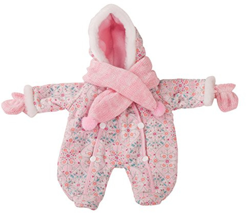 Götz 3402278 Schick Eingepackt Schneeanzug für Babypuppen Gr. S 30-33 cm | Puppenkleidung für Puppen, 3-tlg mit Overall, Schal und Handschuhen mit Schnur, waschbar, für Kinder ab 3 Jahren