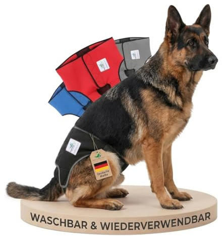 NATURE PET Premium Läufigkeitshose für Hündinnen – Hochwertige & Bequeme Hundewindeln für Hündinnen & Rüden – Waschbare Inkontinenz-Hundewindel ohne Einfädeln der Rute – L/Schwarz