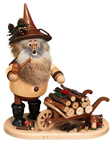 Drechselwerkstatt Uhlig Räuchermännchen Wichtel mit Schiebock - 25cm - Original Erzgebirge Räuchermann