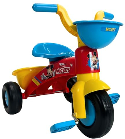 Dreirad Kinder 1 2 3 Jahre Trico Max Mickey Mouse Rot Disney Dreirad Mit Pedalen Korb Vorne Hinten Ergonomisch Stabil Sicher Leicht Für Innen Außen Geschenk Idee INJUSA Offiziell