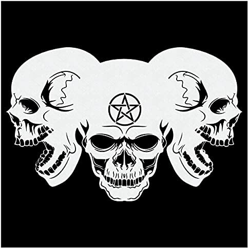 Herterich Products Airbrush Schablone 3er Schädel Haufen Pentagramm | Pile of Skulls Stencil | Wiederverwendbar & Lösungsmittelresistent | Mylar 0,1-0,2 cm | Für Airbrush & Sprays