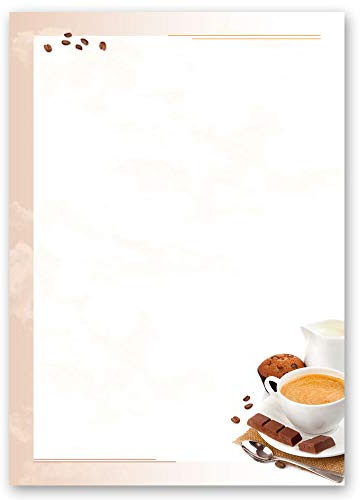 50 Blatt Briefpapier Motivpapier, Geburtstag KAFFEE MIT MILCH - DIN A4 Format | Paper-Media