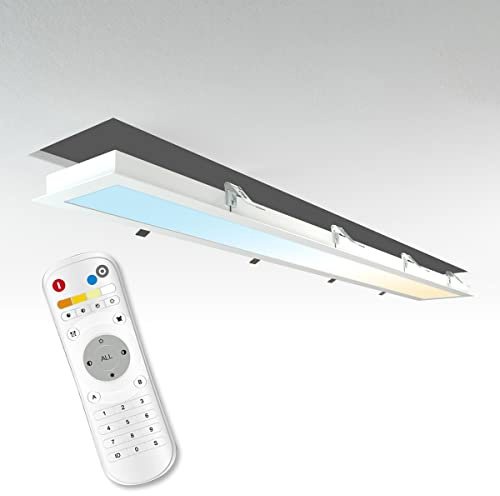 LongLife LED CCT LED Panel Set E | 120x15cm 36W 3000K- 6000K Einbau-Rahmen weiß Netzteil Fernbedienung…