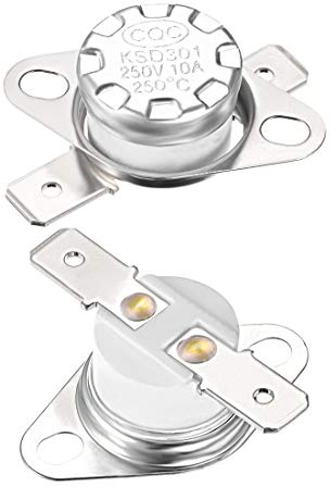 sourcing map KSD301 Thermostat 250 °C / 482 °F 10A Normalerweise geschlossen N.C. Einstellen der Schnappscheiben-Temperaturschalter für Mikrowelle, Backofen, Kaffeemaschine 2 Stück | Einstellen der Schnappscheiben-Temperaturschalter, Normalerweise geschlossen N.C., Backofen, Kaffeemaschine