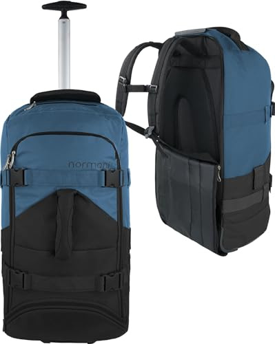normani Backpacker Reisetaschen-Rucksack mit Trolleyfunktion - Trolley mit Frontloader Funktion und vielen Taschen 60 Liter Farbe Schwarz/Navy