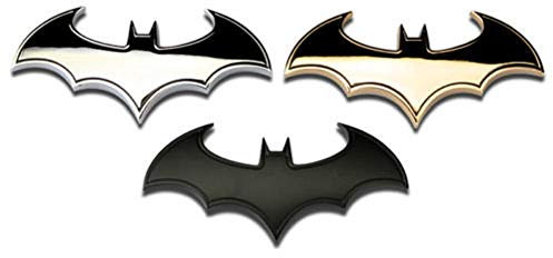 3D Cromo Metal Murciélago Coche Logo Coche Pegatina Batman Insignia Emblema Cola Pegatinas Moda, Negro , Talla única