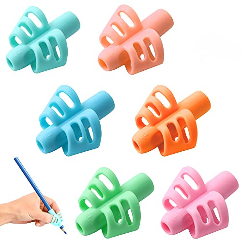 SANNIX 6 Stück Bleistiftgriffe für Kinder, Handschrift, Stifthalter, ergonomisches Training, Bleistiftgriffe, Schreibwerkzeug für Kleinkinder, Vorschüler, Kinder