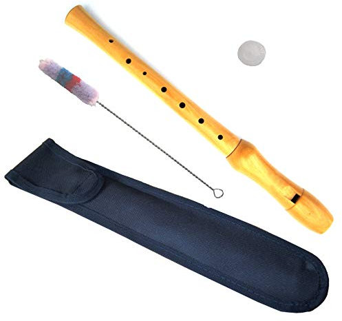 BLOCKFLÖTE - SCHULFLÖTE MIT TASCHE - C-SOPRAN FLOETE - HOLZFLÖTE - DEUTSCHE GRIFFWEISE - EINFACHLOCH - WISCHER + FETT - FH1