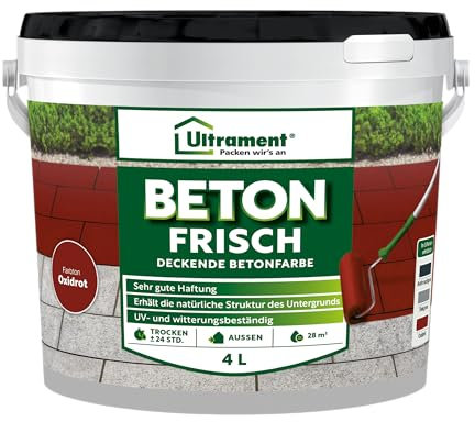 Ultrament Béton frais et opaque - Peinture pour sol - 4 litres - Rouge