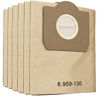 MoPei 6 Pack Paper Filter Bag for Karcher WD3 Wet Dry Vacuum Cleaner and Carpet Cleaner SE 4001, Replacing Part#6.959-130.0