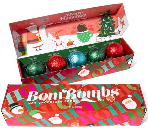 Thoughtfully Bombombs Hot Chocolate Bombs, inklusive Kakaobomben mit Feiertagsmotiven, 5er-Pack