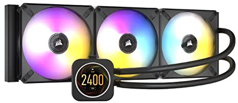 Corsair iCUE H170i ELITE CPU-Flüssigkeitskühler mit LCD-Display (IPS-LCD-Bildschirm mit anpassbarer Anzeige, 48 Dynamische RGB-LEDs, 140-mm-Lüfter, 420-mm-Radiator, Commander Core inklusive) Schwarz, CW-9060063-WW