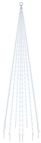vidaXL LED Weihnachtsbaum für Fahnenmast Tannenbaum Lichterbaum Weihnachtsdeko Beleuchtung Außen Beleuchtet Lichterkette Kaltweiß 310 LEDs 300cm
