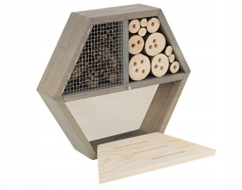 MAZUR Insektenhotel Groß aus Holz | Insektenhaus | Nisthilfe und Schutz | Nützlinge | Naturbelassenes Insekten Hotel | Bienenhotel | für Verschiedene Fluginsekten, Schmetterlinge, Marienkäfer