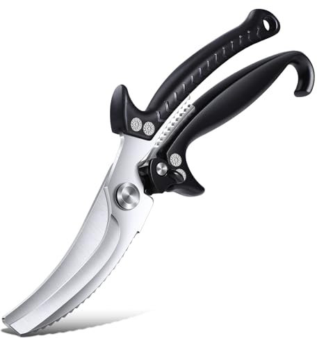 Dream Reach Scharfe Geflügelschere - Rote Knochenschere mit gezacktem Rand - Mehrzweck Küchenschere zum Muttertag - Edelstahl Hähnchenschere Spülmaschinenfest