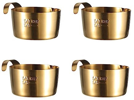 maiwalk Sauce Dishes with Grip Handle Colorful Mini Appetiser Dishes Condiment Cups Ramekins Snack Dip Bowls 18/8 Stainless Steel Serving Dipping Bowls 2.4 inch (Gold, 2.4 inch)