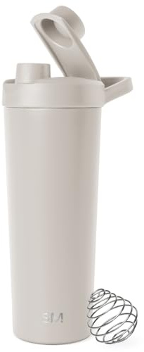 Simple Modern Stainless Steel Shaker Bottle with Ball 24oz | Metal Insulated Cup for Protein Mixes, Shakes and Pre Workout | Rally Collection | Almond Birch