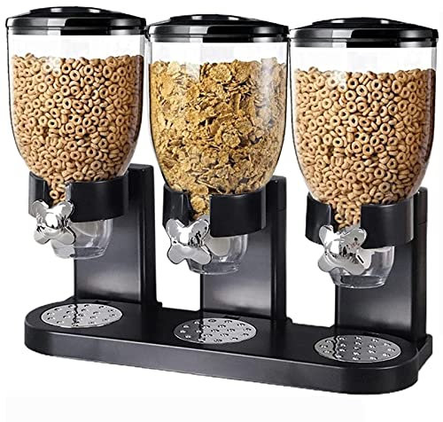 NVYAZJ Dry Food & Cereal Dispenser, Dry Food Dispenser Cereal Distributor with Three Canister 6L Acrylic Material, Cereal Container Grain Storage for Candy, Nuts, Rice,Cereal Dispenser