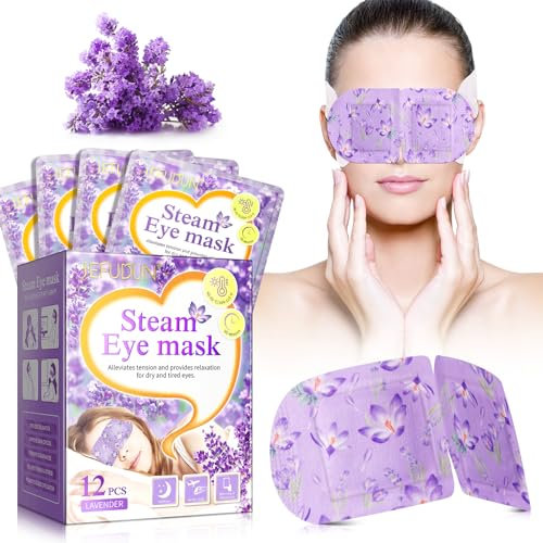 steam eye mask Maschera per occhi a vapore,Maschera Occhi Calda,lavanda Vapore Maschera per Occhi,allevia la tensione e dona relax agli occhi secchi e stanchi 12pcs