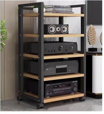 audio rack hifi regal Wohnzimmer/Haus Audio-Video-Geräte-Rack Stereoschrank-Ständer, Bodenstehender, Hochbelastbarer Medienkomponentenständer Mit Höhenverstellbarem Regal Und Rollen ( Color : Black-#2