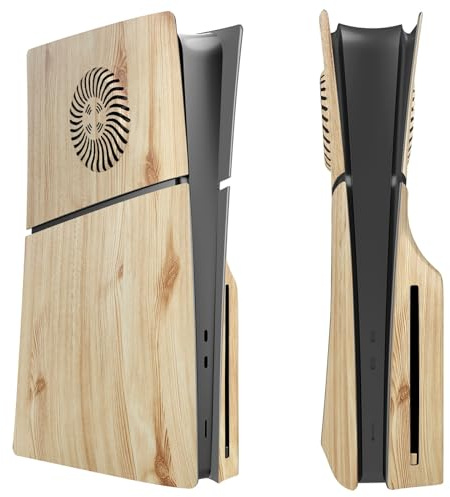 Hzxkqmil Couvercle des Plaques de Rechange pour PS5 Slim Édition Disc | Plaques Latérales avec Aérations Coque de Remplacement Personnalisée Panneau ABS pour PS5 Slim Console, Grain de Bois