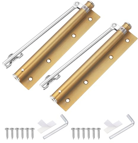 QUARKZMAN Chiudiporta a Molla 195mm/7,68 Ottone 2Pz Acciaio Inossidabile | Chiudiporta Automatici, Velocità Chiusura Regolabile, per Porte a Chiusura Automatica 20-40 Kg