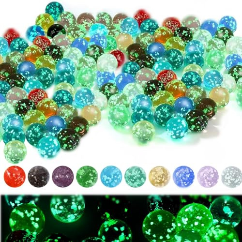 Tokaneit 30 Stück Glasmurmeln, 1,6 cm Glasmurmeln Bunt Glasmurmelnim Dunkelnleuchten Für DIY Und Heimdekoration