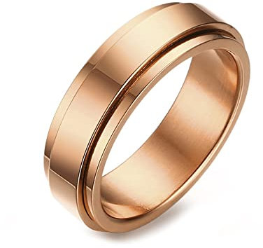 Calefee Drehring Edelstahl, Fidget Ring Herren Rosegold Spinner Ring Breit 6mm gr. 57 (18.1) Eheringe Damen Einzeln