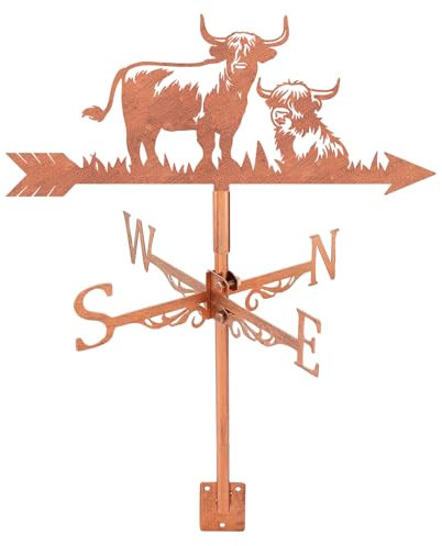 SUPERDANT Highland Cattle Weather Vane Cattle Weathervanes Metal Wind Vanes Animal Weather Vanes Weathervane Garden Ornament for Farmhouse Garden Outdoor Yard Roof Shed Paddock Decoration