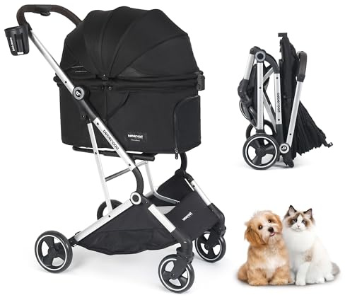 T4 Trottinette pliable pour chiens et chats de petite et moyenne taille, noire