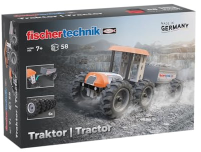 fischertechnik Tractor Baustelle-Bausatz für Kinder ab 7 Jahren | Konstruktionsspielzeug 576107 Traktor-Bausatz für schnellen Einstieg und dauerhaftes Spielerlebnis, Made in Germany