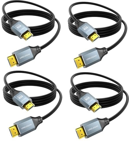 6FT HDMI Cable 4 Pack, High Speed 4K HDMI 2.0 Cord Shielded Pack 6 FT with HDR, Ethernet/ARC, 3D, HDCP 2.2-Compatible with PC, Monitor, Roku/LG TV, PS4/PS5, Xbox, Switch, Soundbar,Protable Monitor