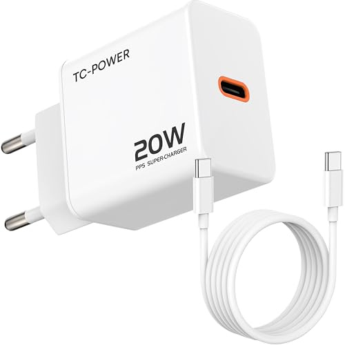 Chargeur USB-C 20W avec Câble 2m | Adaptateur Secteur Rapide Compatible iPhone 16/15/14/13/12, iPad, Samsung Galaxy S24/S23/S22, Pixel | Prise Murale PD 3.0