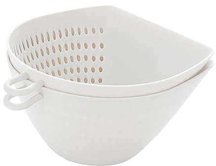 Bol de lavage et passoire, panier de vidange à légumes, passoire de cuisine en plastique à double couche avec poignée pour fruits, légumes, nettoyage, lavage, mélange