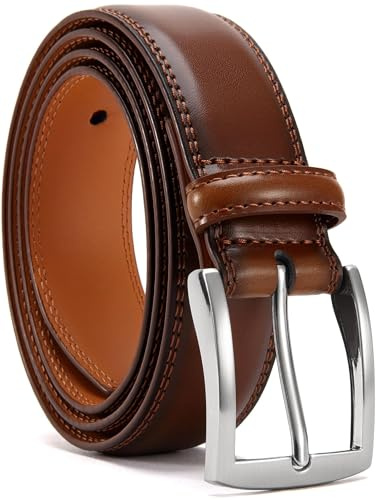 YOORAN Gürtel Herren,Braun Ledergürtel Herren, 33 mm breit, Geeignet Für Herrenjeans und Anzüge，Länge kürzbar