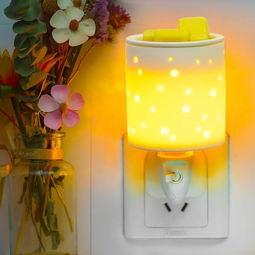 Plug in Wax Melt Burners Electric Wall Candle Oil Burners for Wax Melts Night Light Gifts for Women Girlfriend, Aroma Lamp for Sauna Home Office Bedroom Accessories and Living Room Decor-Macropore