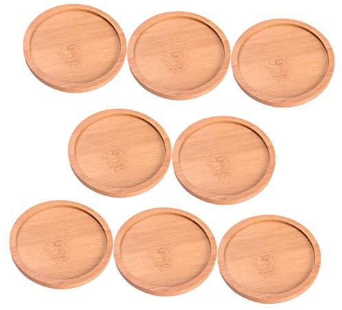 iplusmile Platillo de Bambú para Plantas Bandeja Redonda para Macetas Suculentas 8 Unidades Drenaje Material Duradero y Ecológico
