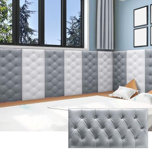 Panneau Rembourré Autocollants Panneaux Muraux 3D Anticollision Coussin Mural Tete de Lit pour Decoration Murale Chambre Bureau Couloir