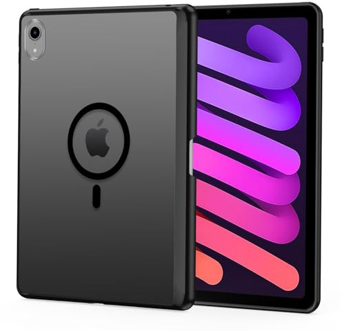 XTCASE Hülle für iPad mini 7 (A17 Pro, 2024 Modell) / iPad mini 6 2021 Modell 8,3'', Magnetisch kompatibel mit Magsafe, Slim Matt Transluzente Case Kratzfeste PC Rückseite Cover, Schwarz