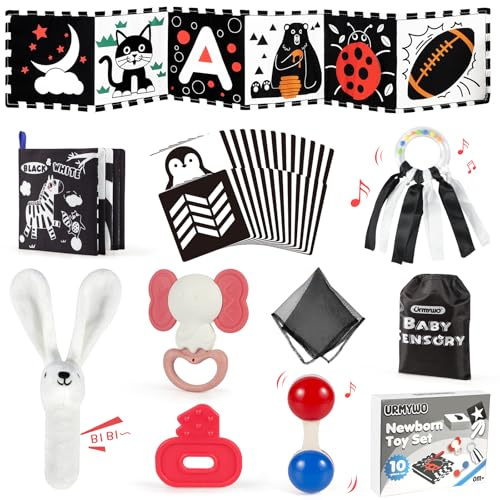 29pcs Newborn Toys Set, Baby Toys 0-6 Months, Plush Rabbit, Rattle Toys,Sensory Cards,Teething,Book,Baby Essentials for Newborn 0-6-12 Months Easter Gifts for Baby Baskets