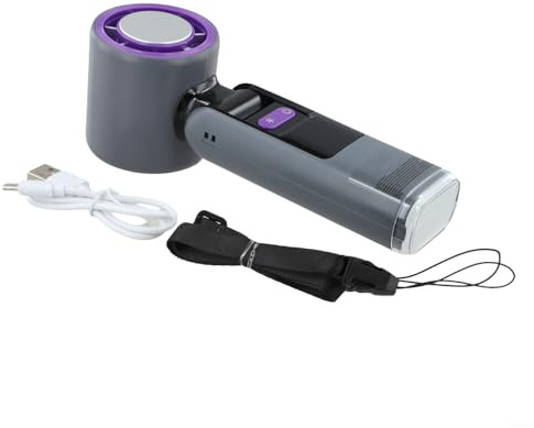 GANCEI Ventilatore portatile, portatile, ricaricabile tramite USB, mini ventilatore USB a 100 velocità, con display digitale e flusso d'aria turbo regolabile (colore nero)