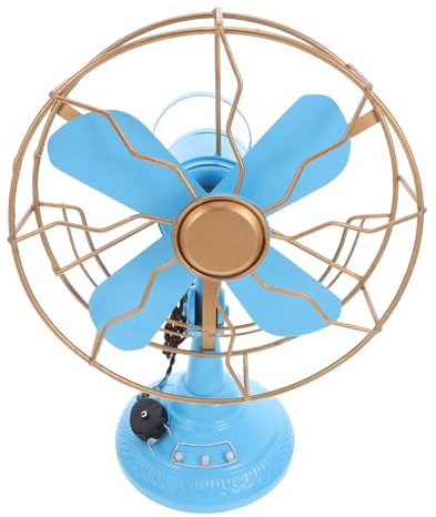 Mobestech Modèle de Ventilateur Vintage Fer Rétro Décoratif Statue Fan Style Farmhouse Ornement de Table Bleu Moyen pour Décoration Intérieure et Accessoires Photo